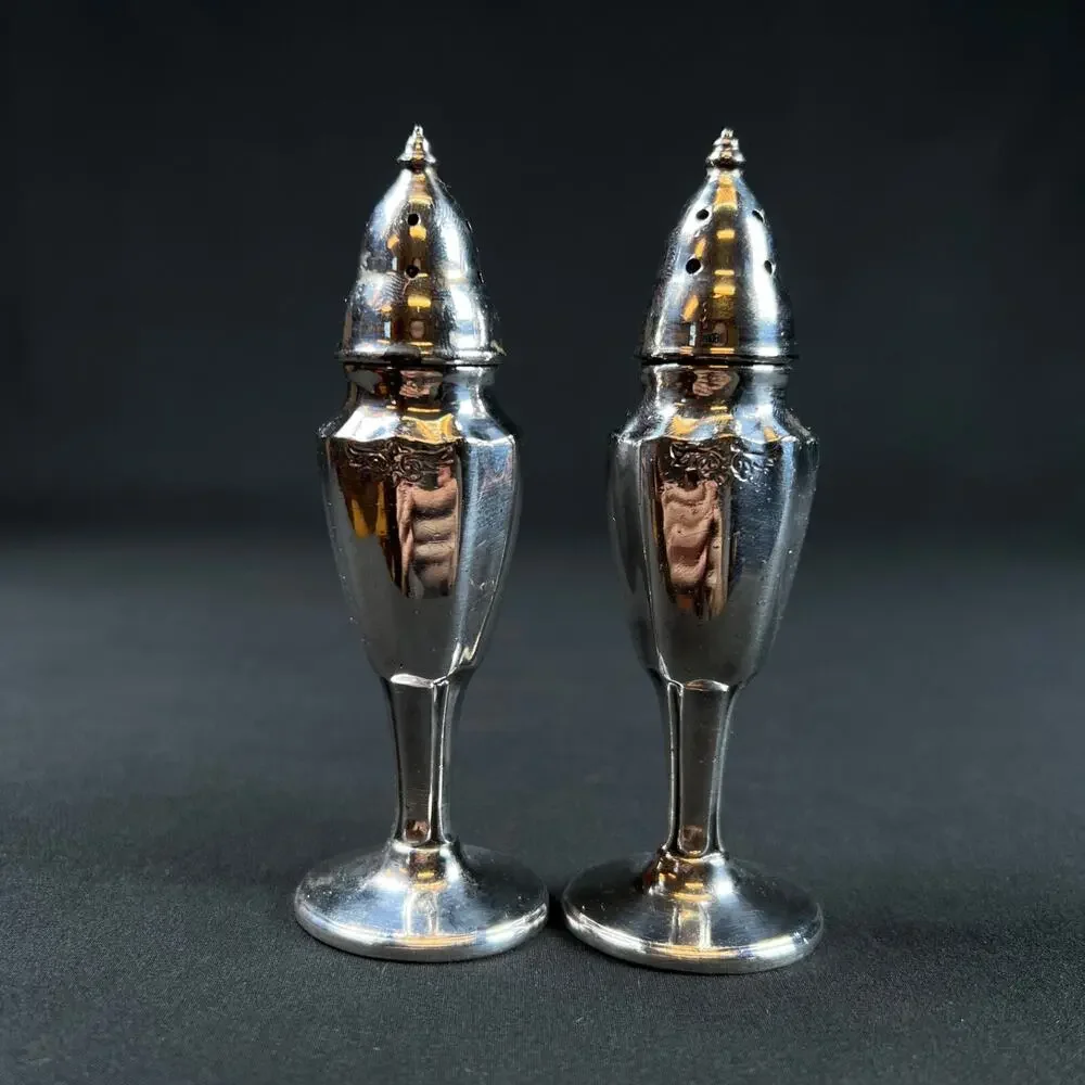 SP Co Silver Plated Salt Pepper Shakers Marked SPCo 514 LaFrance Made in USA